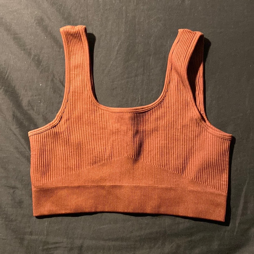 ribbed cotton on crop top with removable cups